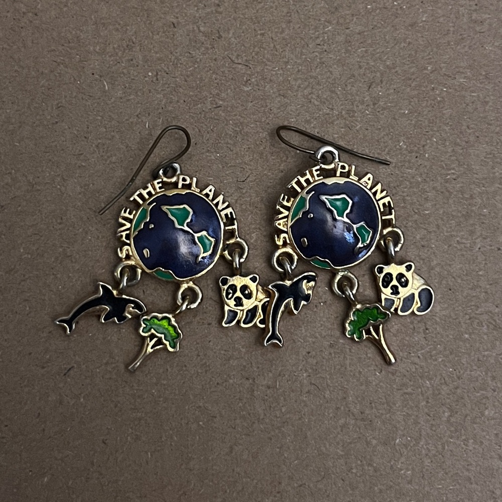 RARE save the planet berebi gold earrings
